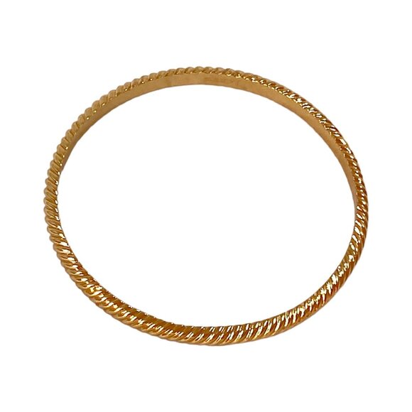 J Crew Bracelet S/M Yellow Gold Plated Bangle Skinny Textured Stackable Y2K VSCO - Picture 8 of 16